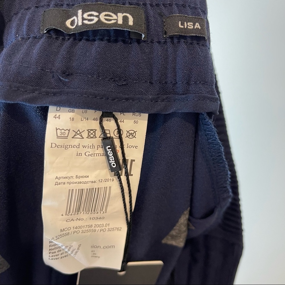 NWT Olsen Germany Lisa Indigo Sea Pants Tuxedo 14/L 44 - Picture 8 of 12
